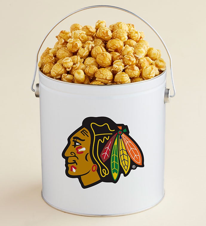 1 Gallon Chicago Blackhawks   Caramel Popcorn Tin